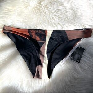 NEW Form and Fold Australian Bikini Bottom US Sz 10 Brown Black Low Waist Lined
